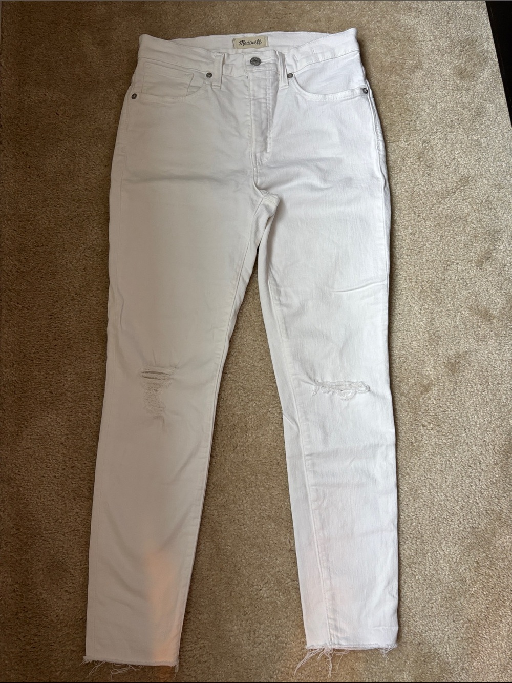 Madewell White Distressed Skinny Jeans